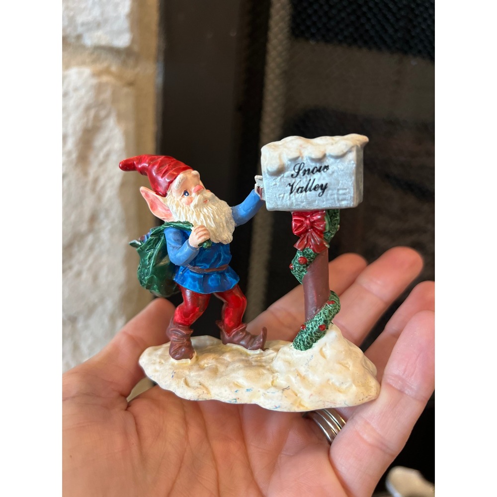 Vintage Christmas Gnome Figurine Snow Valley Mailbox Elf Holiday Decor Taiwan